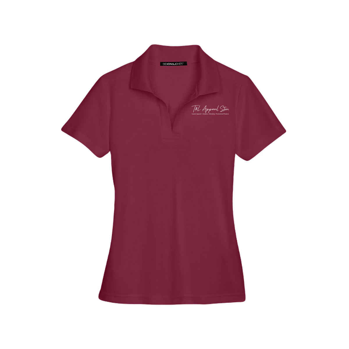 Custom Ladies CrownLux Performance Polo Burgundy Devon &amp; Jones DG20W CrownLux Performance Ladies' Plaited Polo