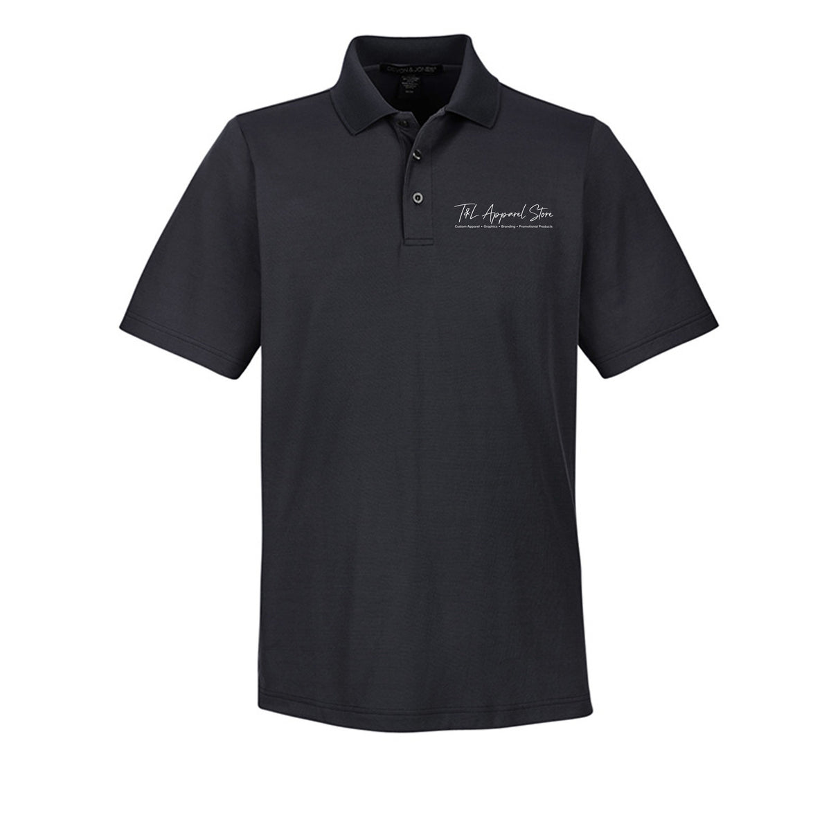 Custom Men CrownLux Black Devon &amp; Jones DG20 CrownLux Performance Men's Plaited Polo