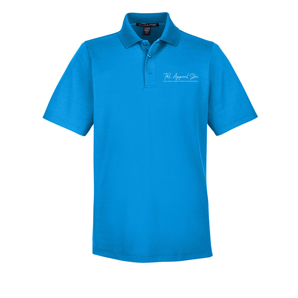 Custom Men CrownLux Ocean Blue Devon &amp; Jones DG20 CrownLux Performance Men's Plaited Polo