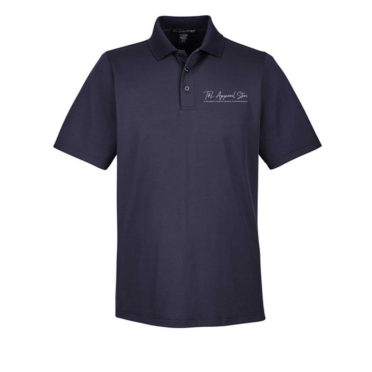 Custom Men CrownLux Navy Devon &amp; Jones DG20 CrownLux Performance Men's Plaited Polo