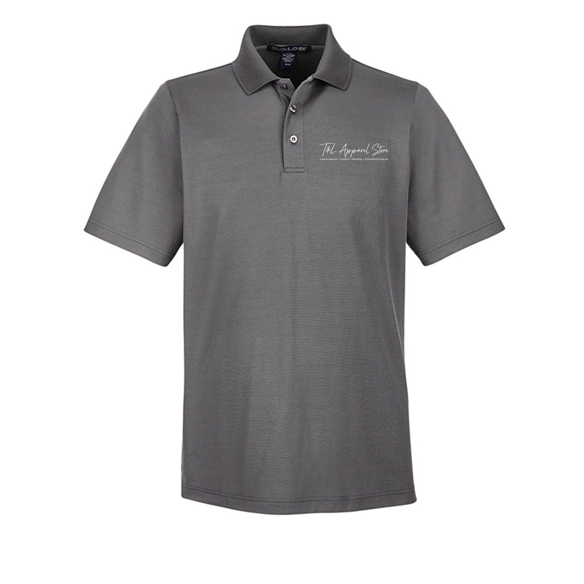 Custom Men CrownLux Graphite Devon &amp; Jones DG20 CrownLux Performance Men's Plaited Polo