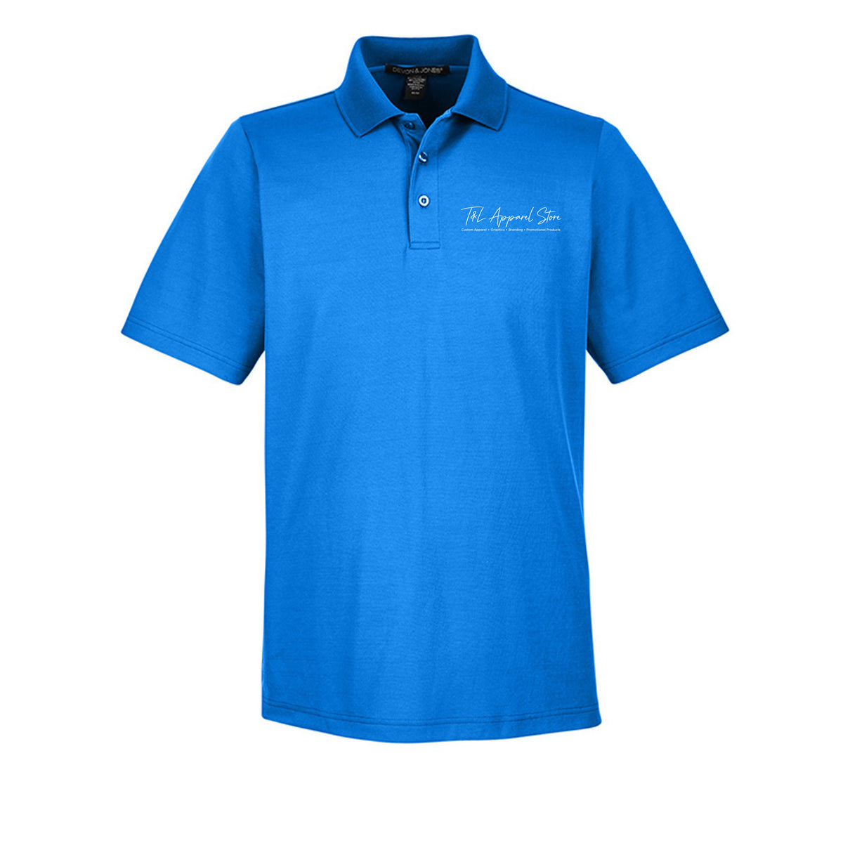 Custom Men CrownLux French Blue Devon &amp; Jones DG20 CrownLux Performance Men's Plaited Polo
